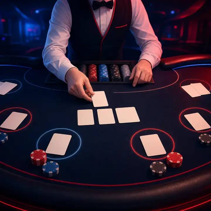 Tile tavolo blackjack live con carte neutre